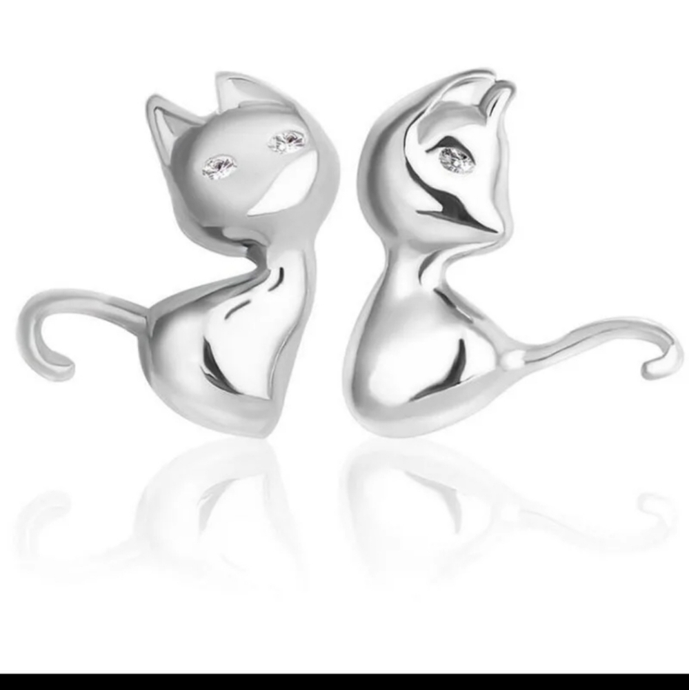 Salesilver kitty cat earring